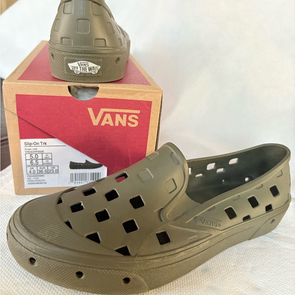 Vans Olive Green Slip-On Shoes